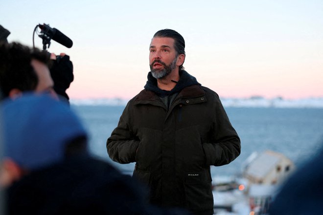 Donald Trump mlajši je včeraj obiskal Grenlandija, uradno sicer kot turist. FOTO: Emil Stach/Reuters