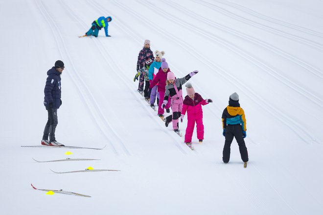 Šolarji so na tekaške smuči v Planici stopili v ponedeljek. FOTO: Voranc Vogel/Delo