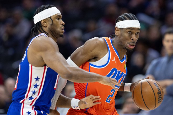 Z metom 12:15 iz igre ter sedmimi zadetimi prostimi meti je Gilgeous-Alexander na koncu nanizal 32 točk. FOTO: Bill Streicher/Usa Today Sports Via Reuters Con