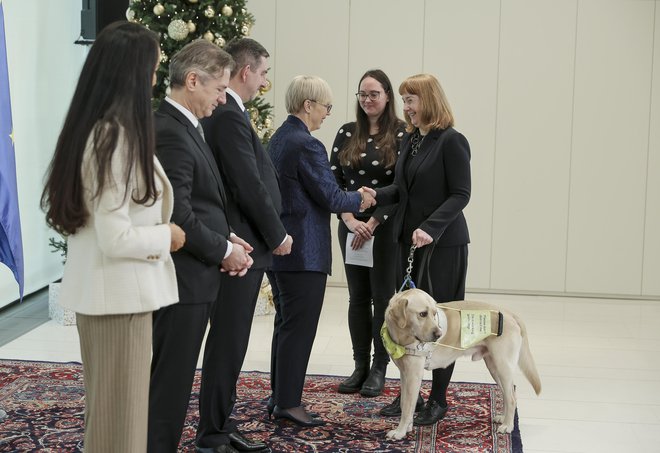 Letošnji sprejem za diplomatski zbor je potekal v znamenju slovenske kritike ravnanj agresorjev v Ukrajini in v Gazi. FOTO: Jože Suhadolnik/Delo