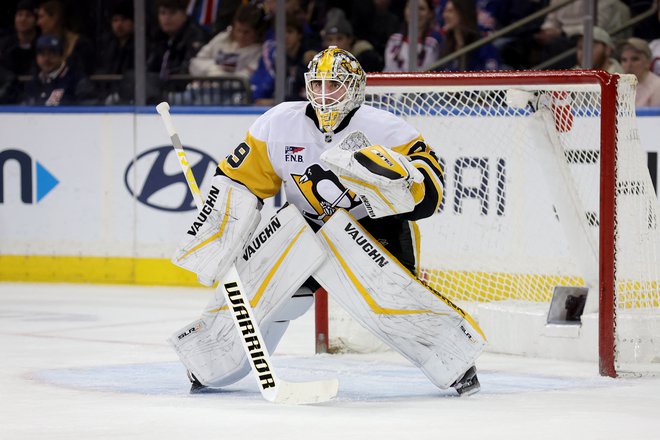 Vratar Pittsburgha Alex Nedeljkovic je posebej zaznamoval zadnji večer v ligi NHL. FOTO: Brad Penner/Usa Today Sports