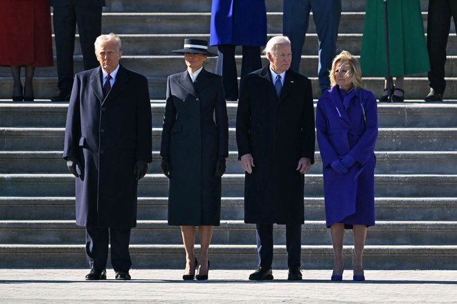 Dosedanji in prihodnji predsedniški par na zadnji skupni fotografiji. Foto: Andrew Caballero-reynolds/Afp