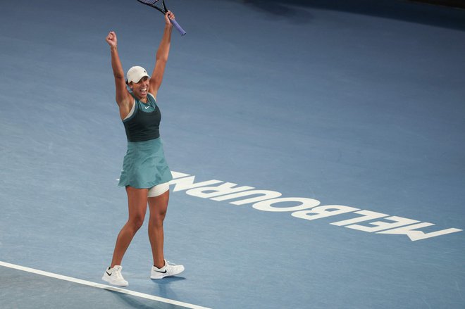 Madison Keys ni skrivala veselja ob prvi lovoriki na turnirjih za grand slam. FOTO: Adrian Dennis/AFP