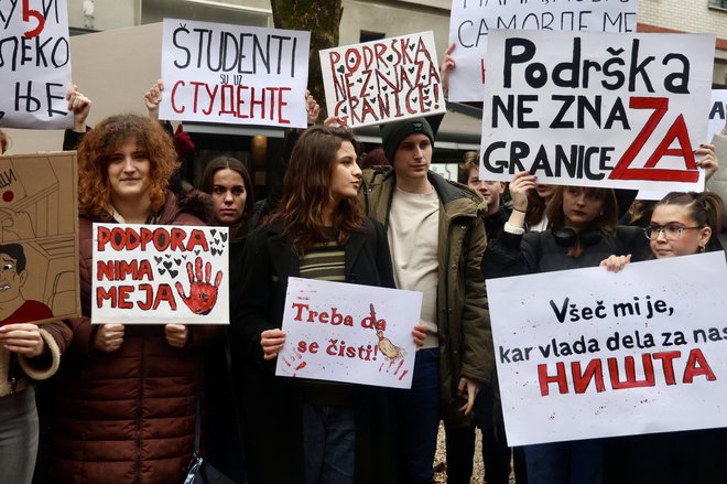 Tudi v Ljubljani so protestniki zahtevali odhod Aleksandra Vučića. FOTO: Voranc Vogel