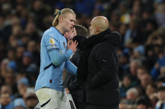 Pep Guardiola računa na zadetke Erlinga Haalanda. FOTO: Phil Noble/Reuters