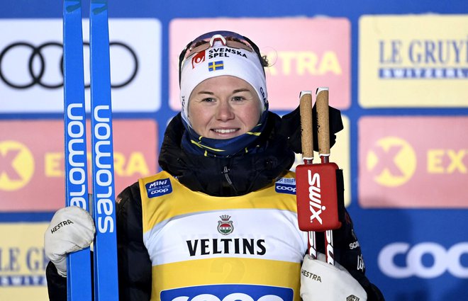 Maja Dahlqvist je po decembru leta 2021 znova prišla do zmage v svetovnem pokalu v smučarskih tekih. FOTO: Lehtikuva Lehtikuva/Reuters