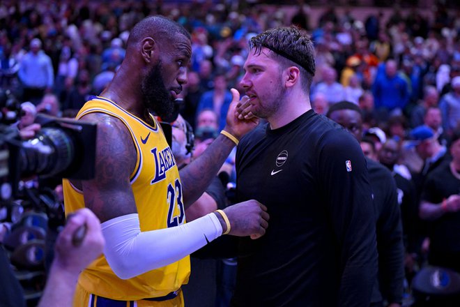 LeBron James in Luka Dončić bosta soigralca. FOTO: Jerome Miron/Usa Today Sports