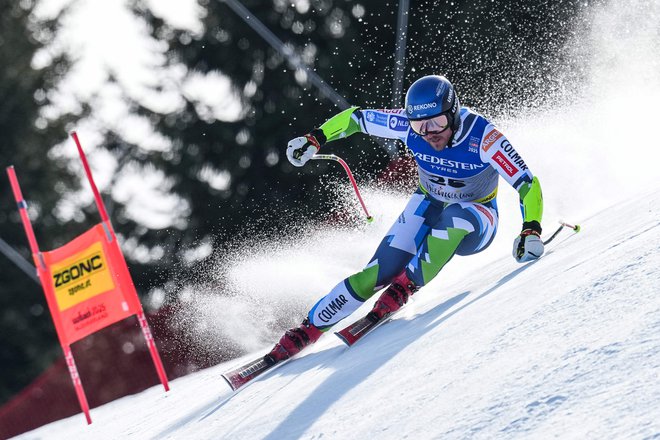 Miha Hrobat ni končal superveleslaloma na SP. FOTO: Dimitar Dilkoff/AFP