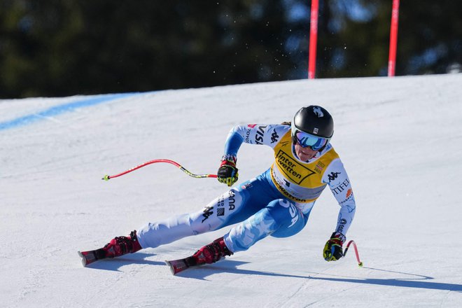 Breezy Johnson je nova svetovna prvakinja v smuku. FOTO: Dimitar Dilkoff/AFP