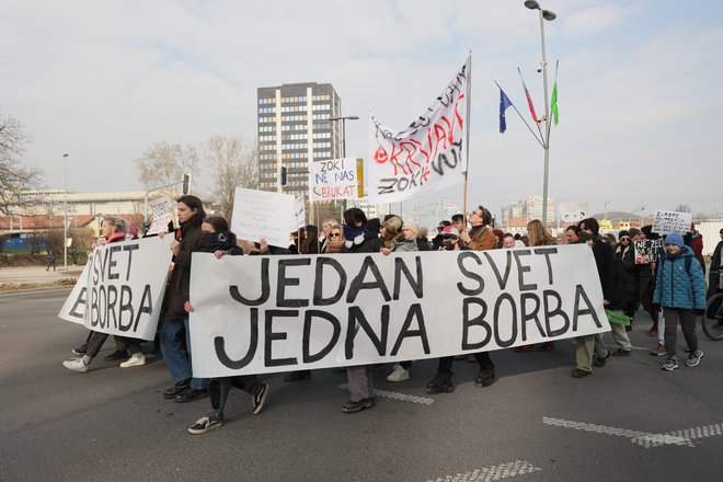 Študentski protesti v podporo študentom v Srbiji. FOTO: Črt Piksi