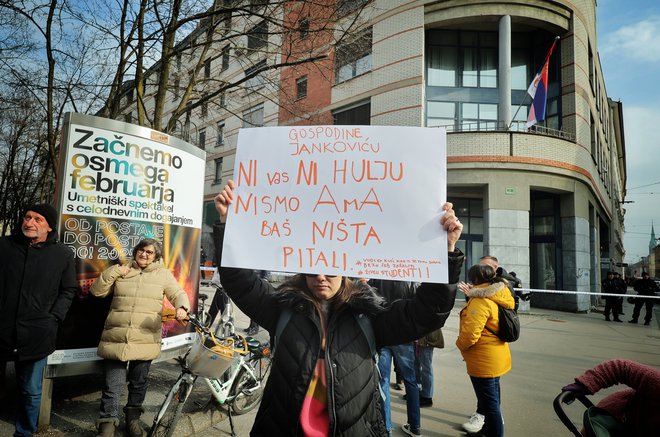 Protest v podporo srbskim študentom. FOTO: Jože Suhadolnik/Delo