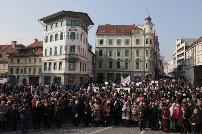 Protest v podporo srbskim študentom v Ljubljani 8. februarja letos. FOTO: Črt Piksi