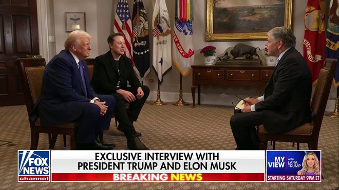 Donald Trump in Elon Musk sta v torkovem intervjuju govorila o marsičem, tudi o astronavtih. Foto posnetek zaslona