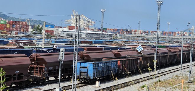 Ustrezna železniška infrastruktura je ključni element logistične verige in pogosto jeziček na tehtnici pri izbiri najprimernejše transportne poti. Na fotografiji gneča na železniški postaji pred Luko Koper. FOTO: Boris Šuligoj/Delo