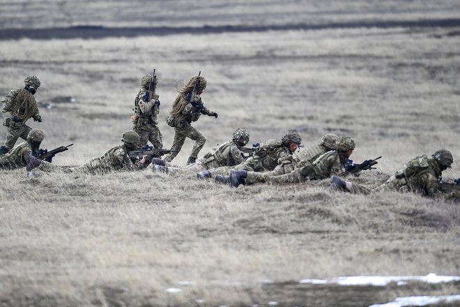 Vojaki držav članic zveze Nato med vajami v Romuniji FOTO: Eduard Vinatoru/Reuters