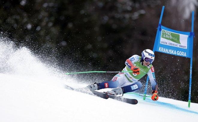 Henrik Kristoffersen je bil na prvi progi kranjskogorske veleslalomske preizkušnje najhitrejši  FOTO: Borut Živulović/Reuters