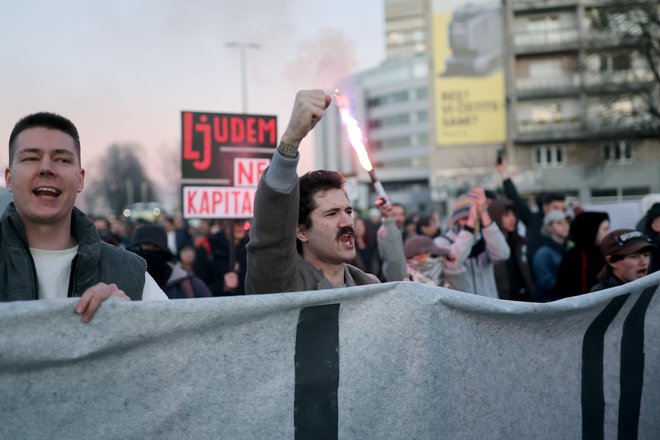 Protest v podporo srbskim študentom FOTO: Blaž Samec/Delo