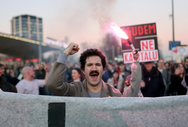 Protest v podporo srbskim študentom. FOTO: Blaž Samec/Delo