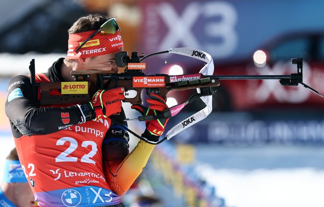 Philipp Horn je prispeval svoj delež k bronasti kolajni nemške štafete na svetovnem prvenstvu v Lenzerheideju. FOTO: Denis Balibouse/Reuters