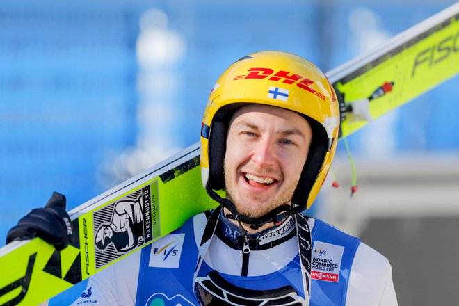 Ilkka Herola ni skrival navdušenja po rekordnem skoku in krstni zmagi v svetovnem pokalu. FOTO: Christoffer Andersen/AFP