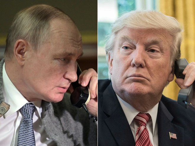 Odkar se je pred slabima dvema mesecema vrnil v Belo hišo, se je danes ameriški predsednik Donald Trump drugič po telefonu pogovarjal s svojim ruskim kolegom Vladimirjem Putinom. FOTO: Aleksej Nikolski/AFP