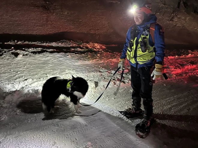 Iskanje pogrešane osebe se še nadaljuje. FOTO: Norske Redningshunder